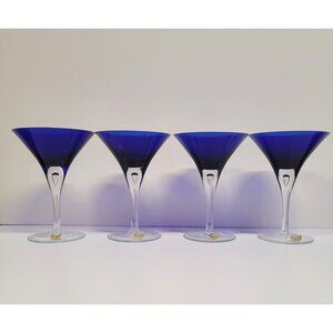 Block Crystal Stockholm Martini Set 4 Cobalt Blue JST5401S Poland Teardrop Bubbl